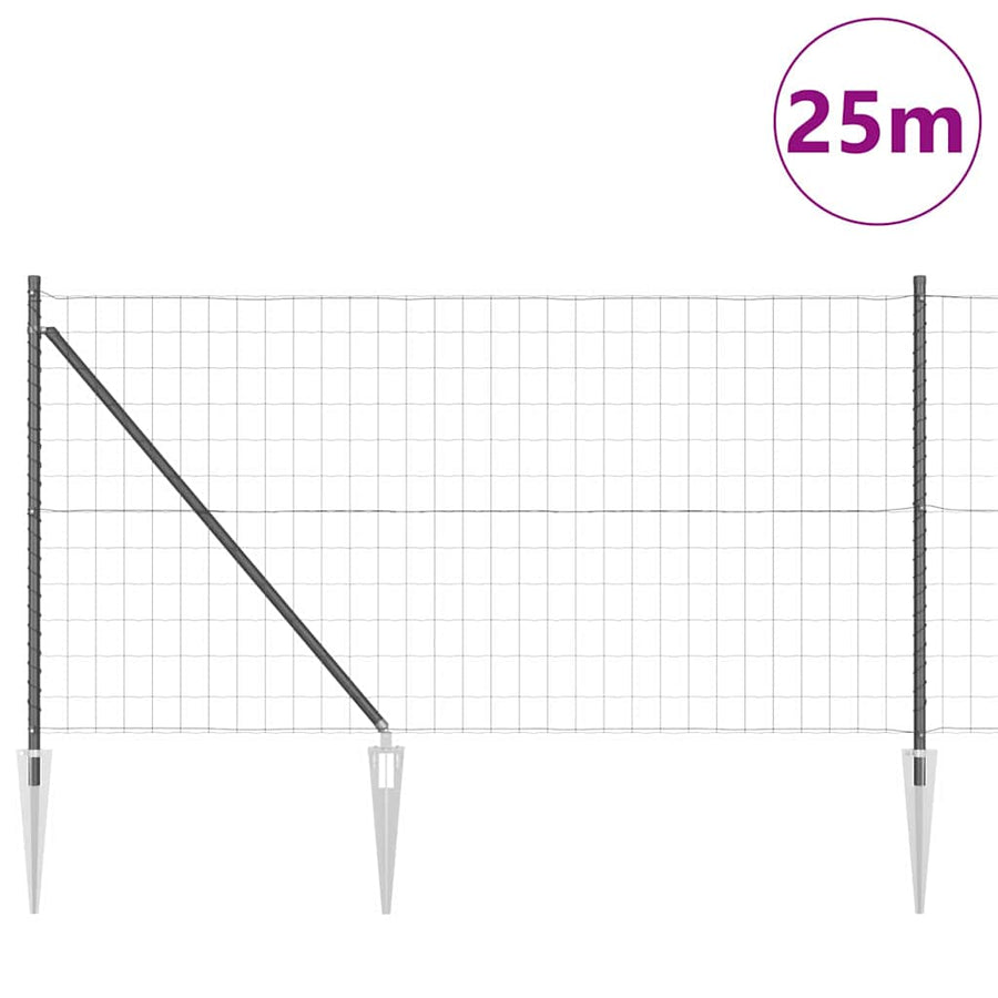 Hek met Paal Grijs 1 x 25 m Staal en PVC