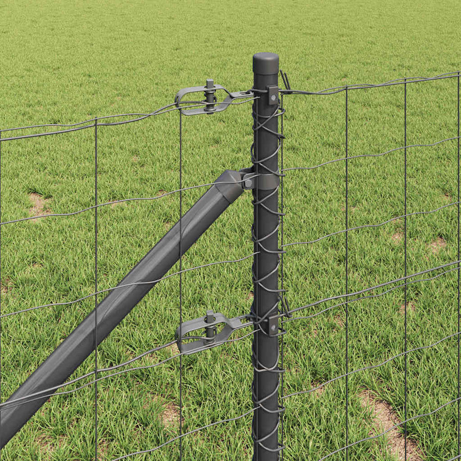 Hek met Paal Grijs 0,4 x 25 m Staal en PVC