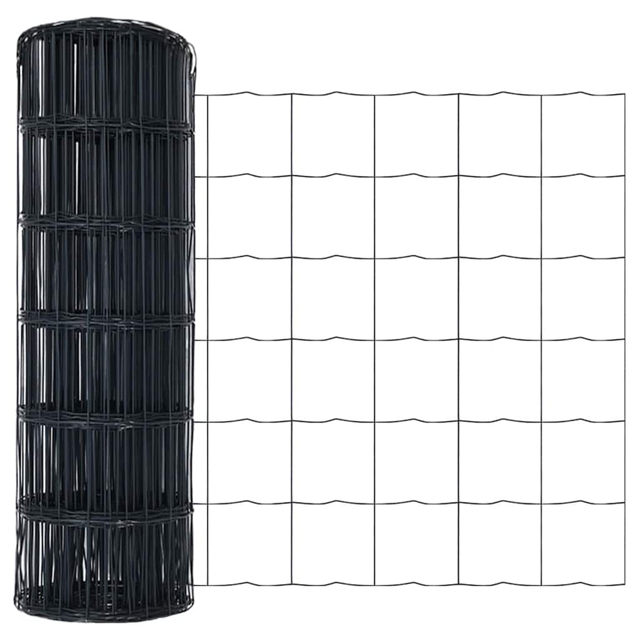 Hek met Paal Grijs 0,6 x 25 m Staal en PVC