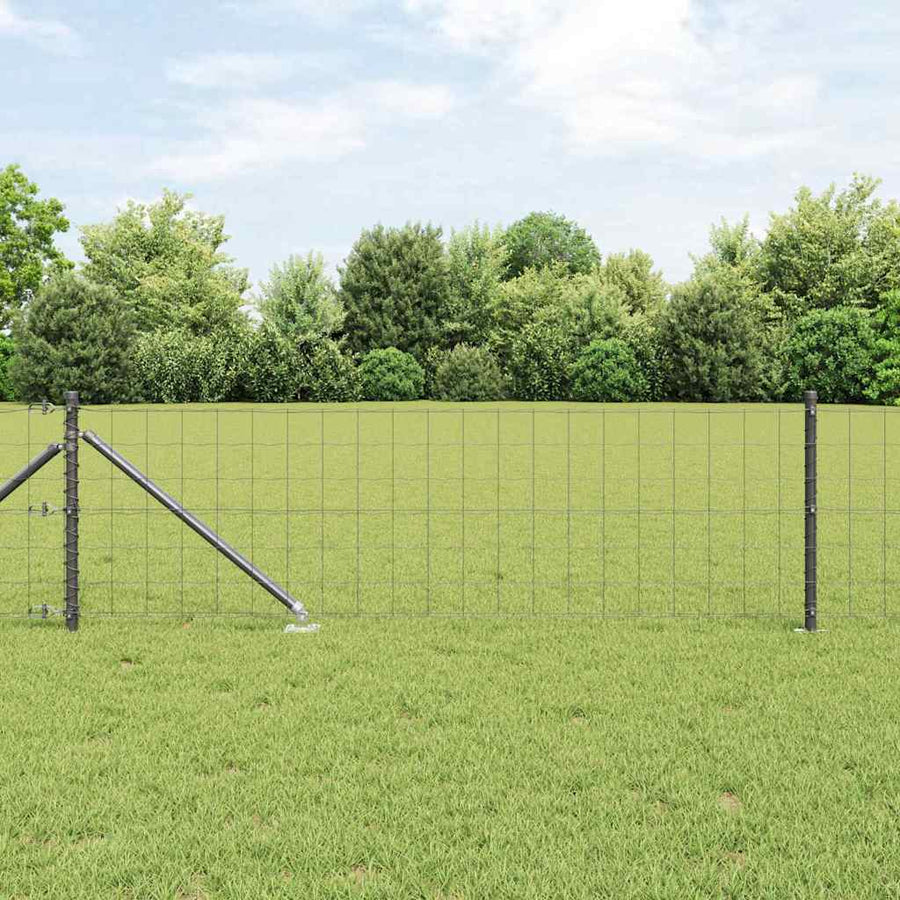 Euro Omheining met 13 Piekpalen 0.8x25 m Gegalvaniseerd Staal Grijs