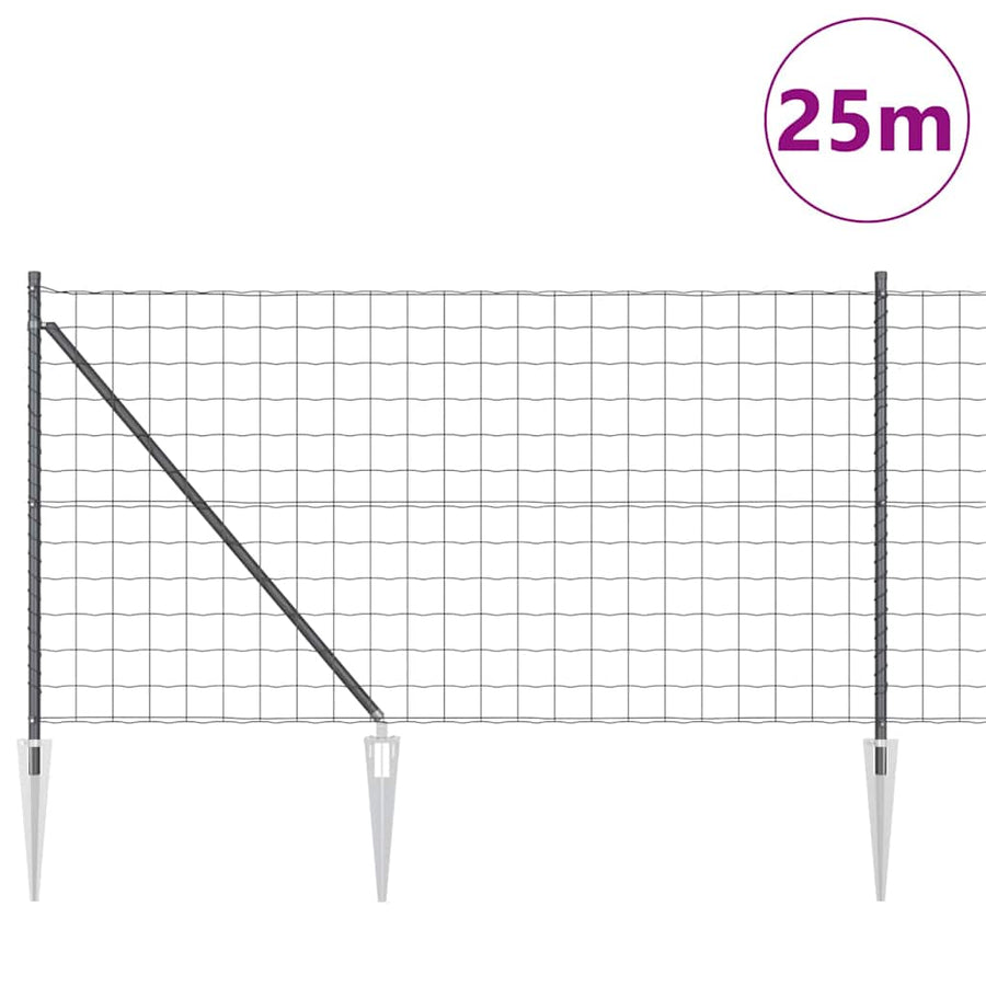 Hek met Paal Grijs 1 x 25 m Staal