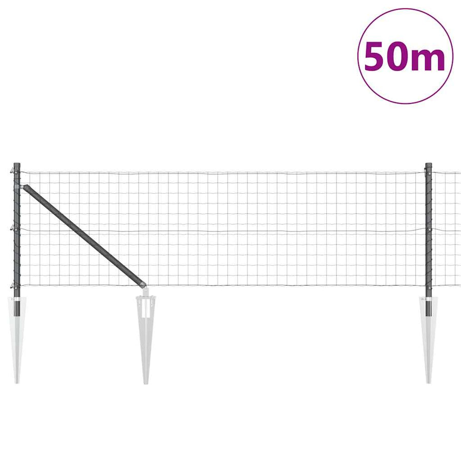 Hek met Paal Grijs 0,6 x 50 m Staal en PVC
