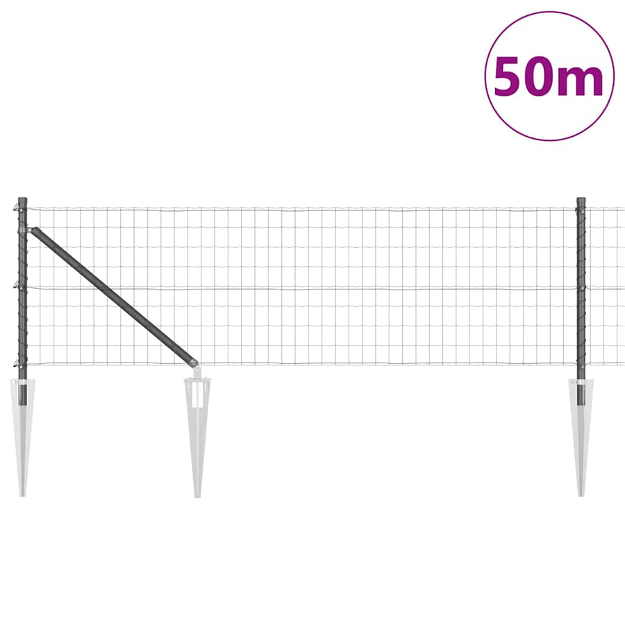 Hek met Paal Grijs 0,4 x 50 m Staal en PVC