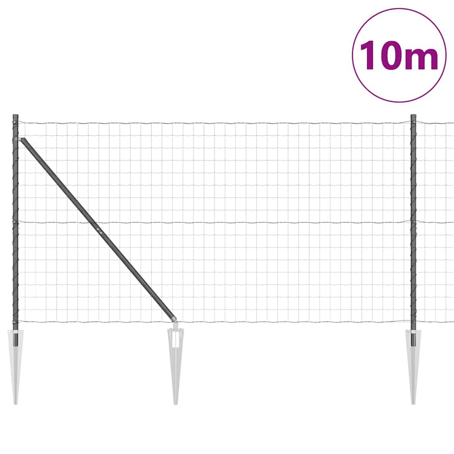 Hek met Paal Grijs 1,4 x 10 m Staal en PVC