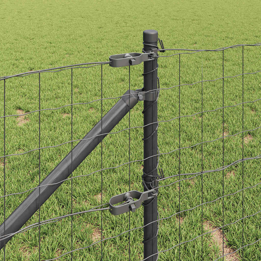 Hek met Paal Grijs 0,6 x 25 m Staal en PVC