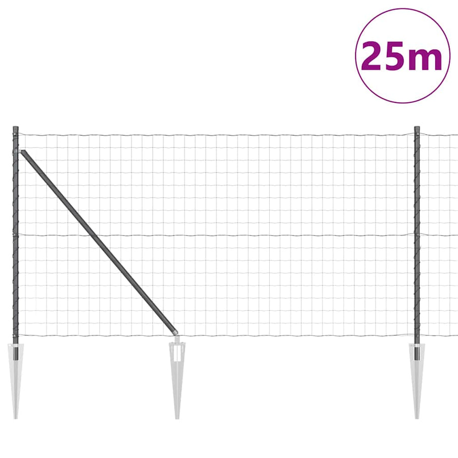 Hek met Paal Grijs 1 x 25 m Staal