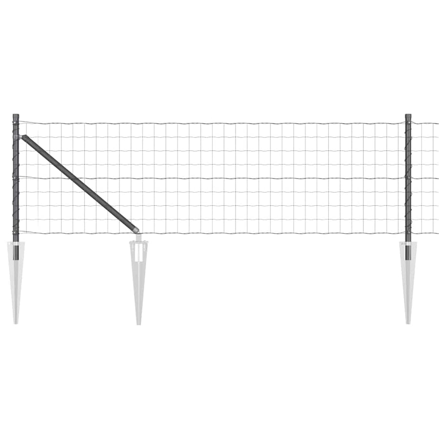 Hek met Paal Grijs 0,4 x 50 m Staal en PVC