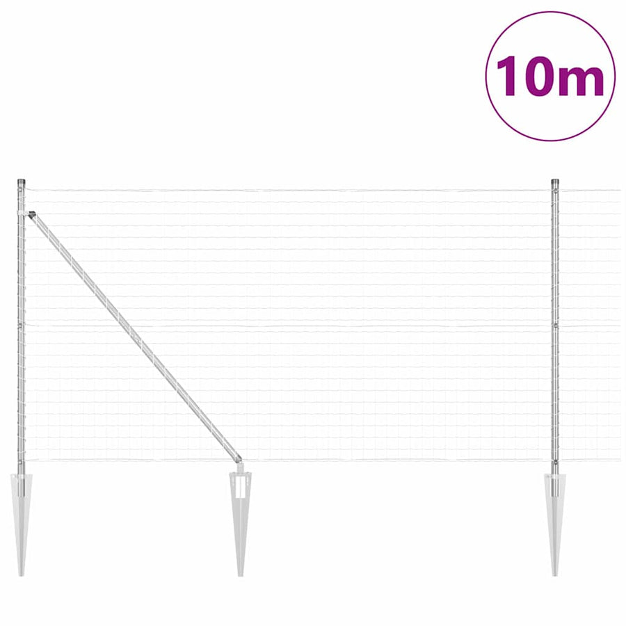 Hek met Paal Zilver 1 x 10 m Staal