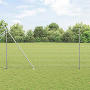 Hek met paal 1000x160 cm staal zilver