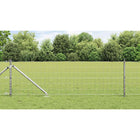 Fence with Post Silver 0.8 x 10 m Steel