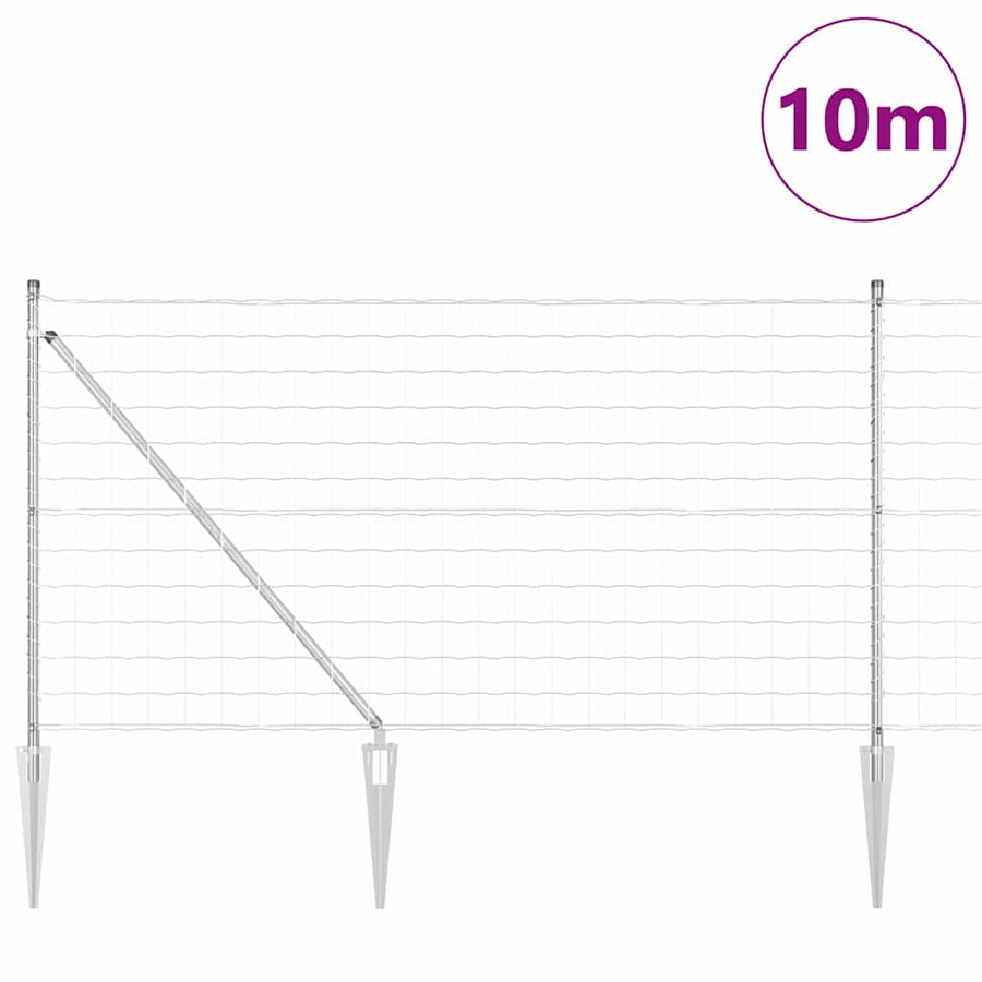 Hek met Paal Zilver 1 x 10 m Staal