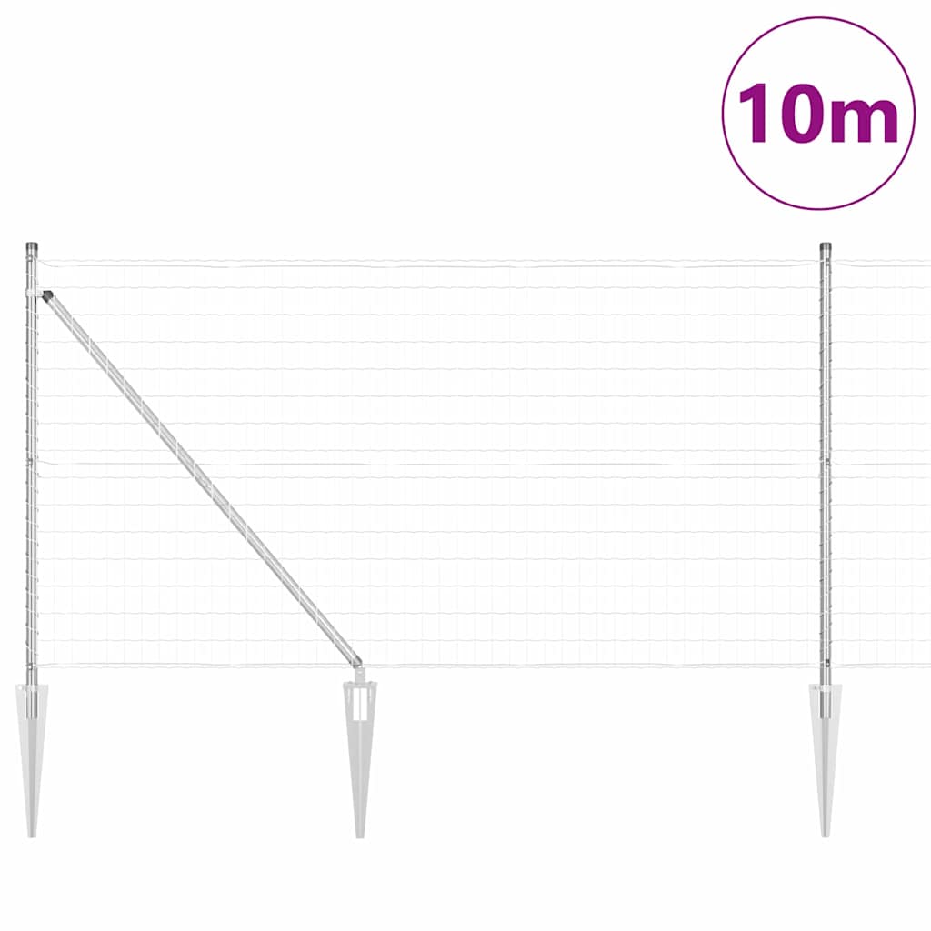 Hek met Paal Zilver 1 x 25 m Staal