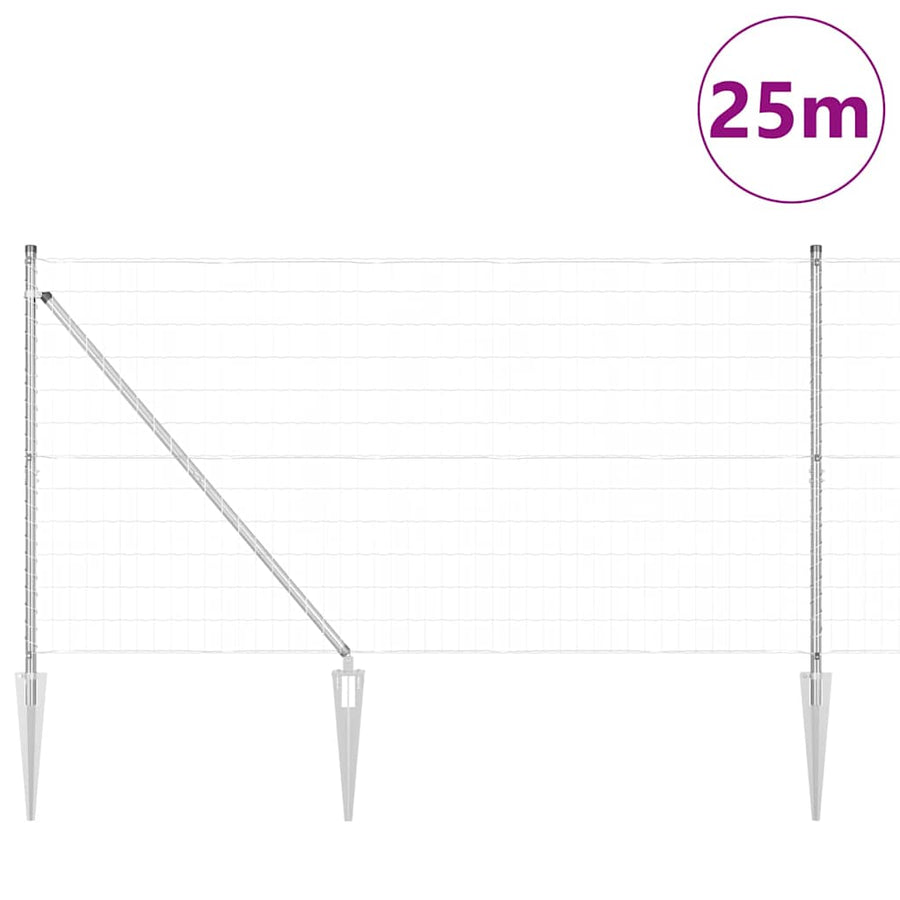 Hek met Paal Zilver 1,2 x 25 m Staal