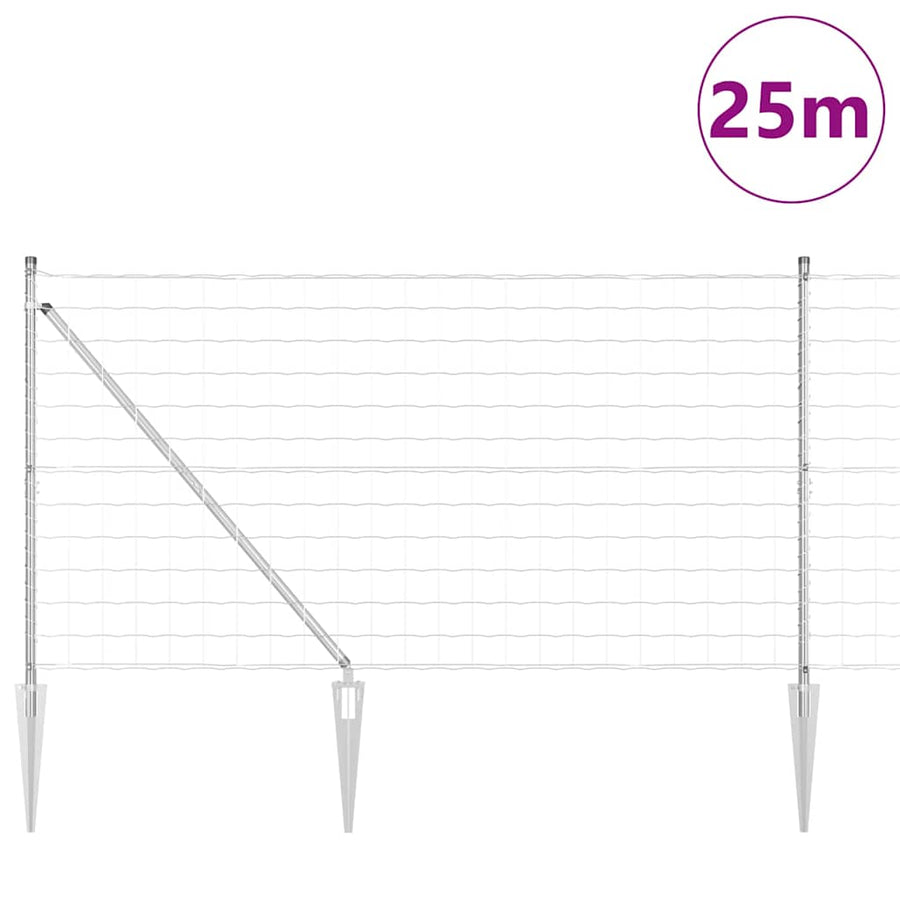 Hek met Paal Zilver 1,2 x 25 m Staal