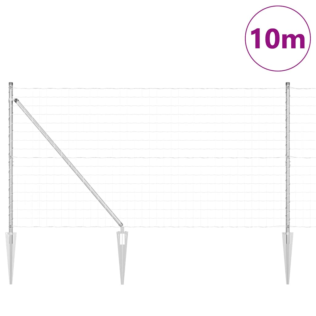 Hek met Paal Zilver 1,2 x 10 m Staal