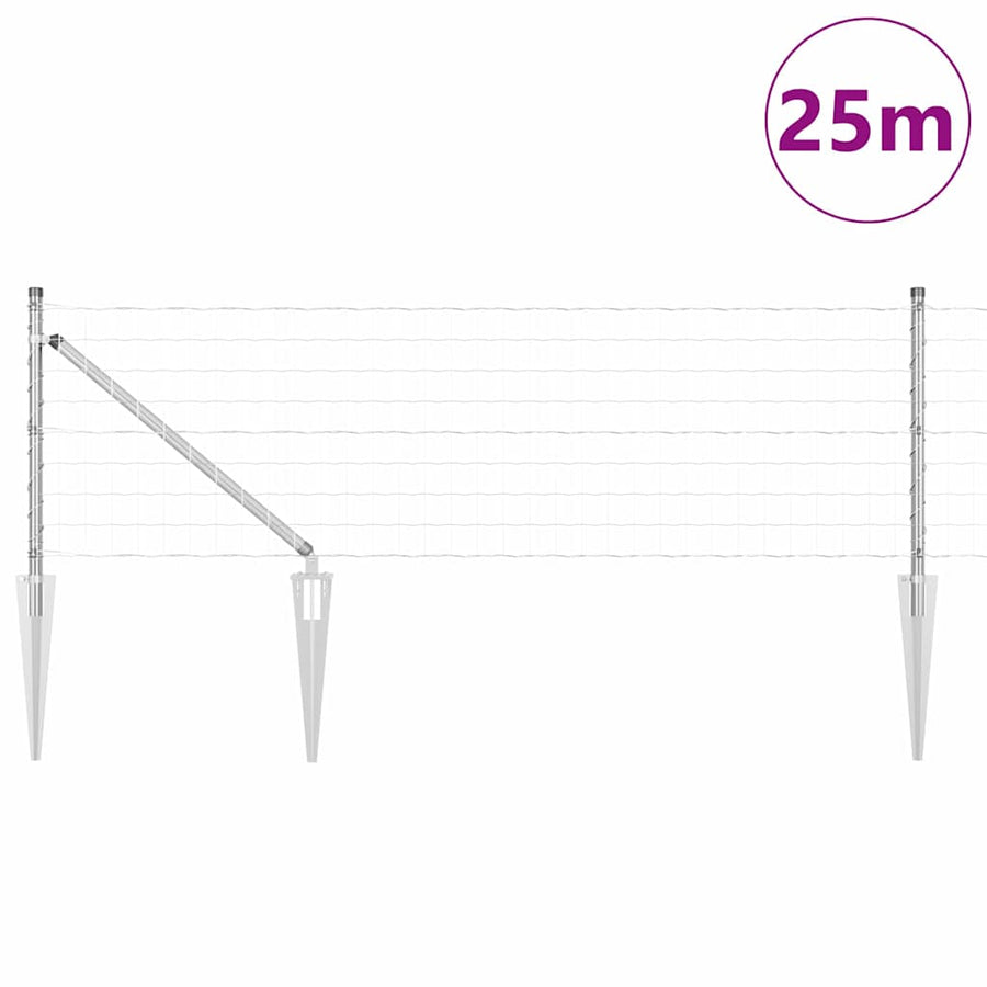Hek met Paal Zilver 0,4 x 25 m Staal