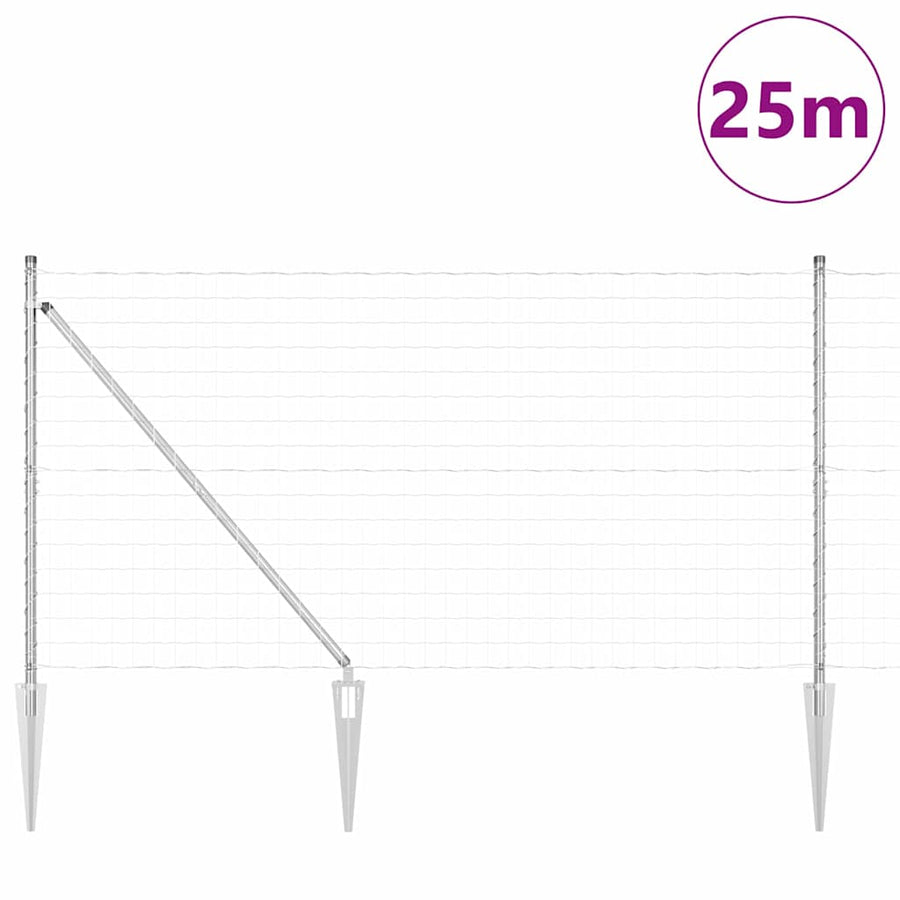 Hek met Paal Zilver 1,2 x 25 m Staal