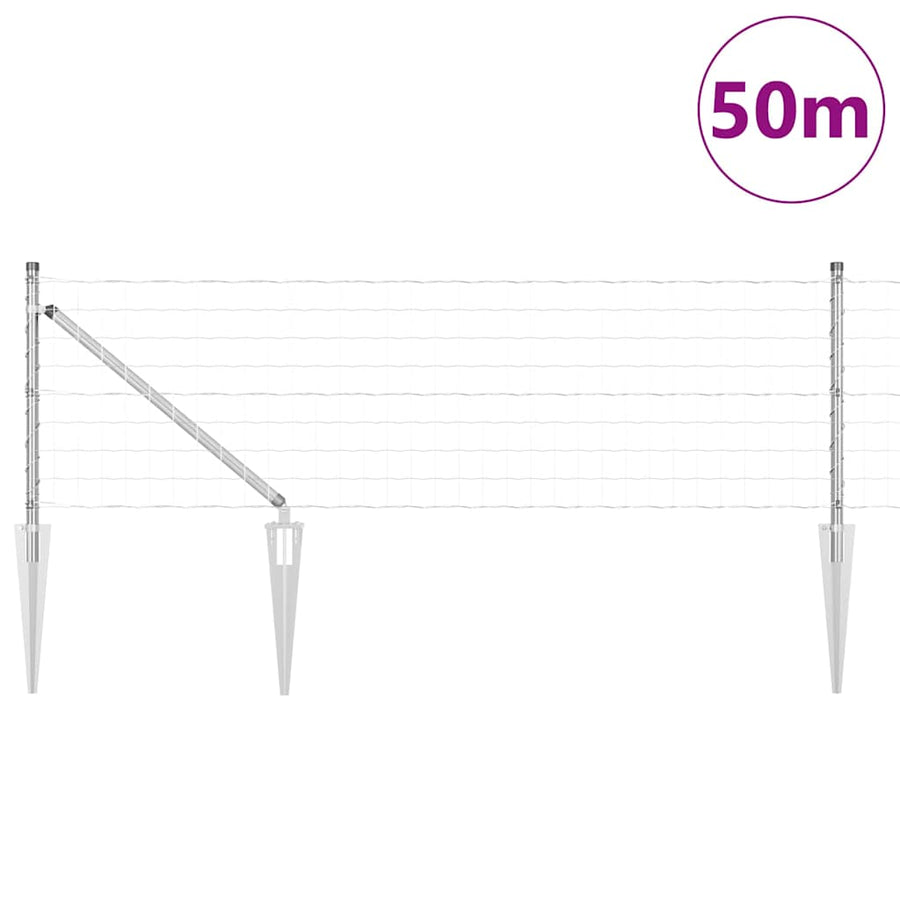 Hek met Paal Zilver 0,6 x 50 m Staal
