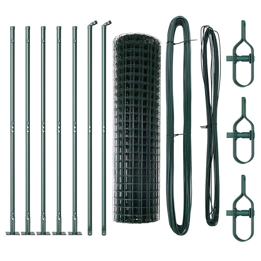 Hek met Paal Groen 1 x 10 m Staal en PVC