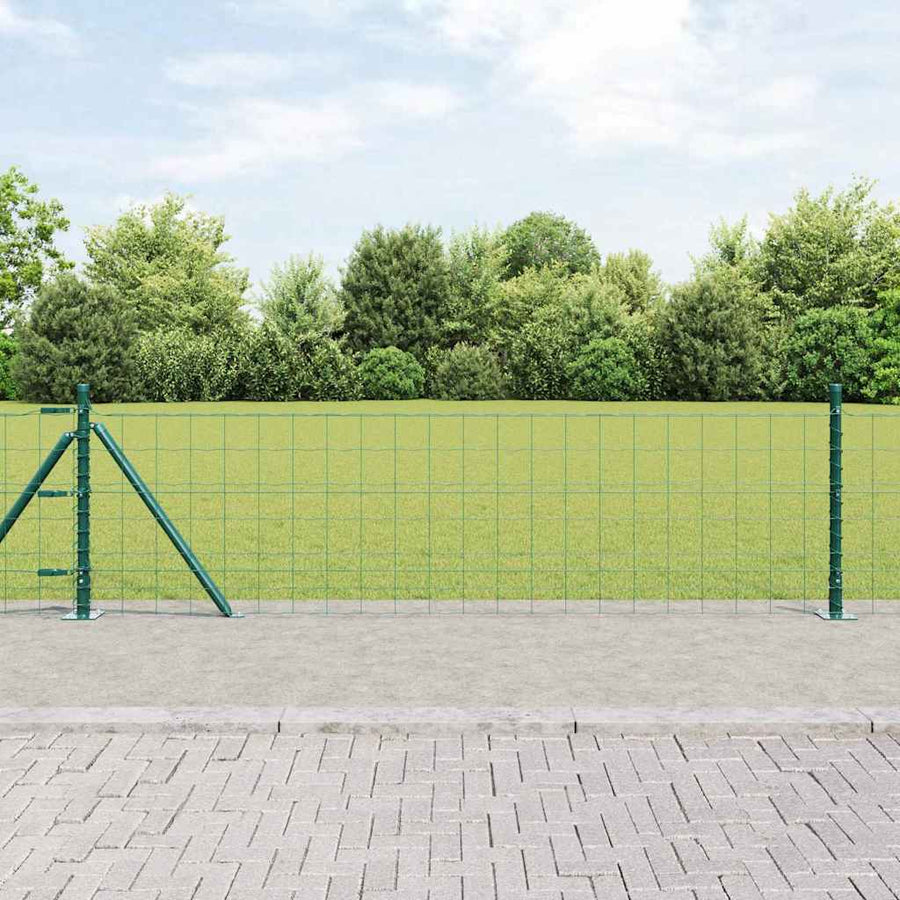 Euro Omheining met 13 Flanged Palen 0.6x25 m Gegalvaniseerd Staal