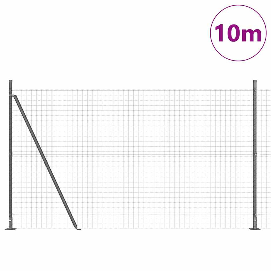 Hek met Paal Grijs 1,6 x 10 m Staal en PVC