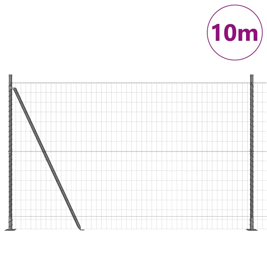 Hek met Paal Grijs 1,6 x 10 m Staal en PVC