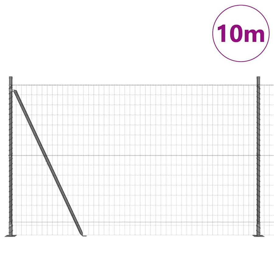 Hek met Paal Grijs 1,6 x 10 m Staal en PVC
