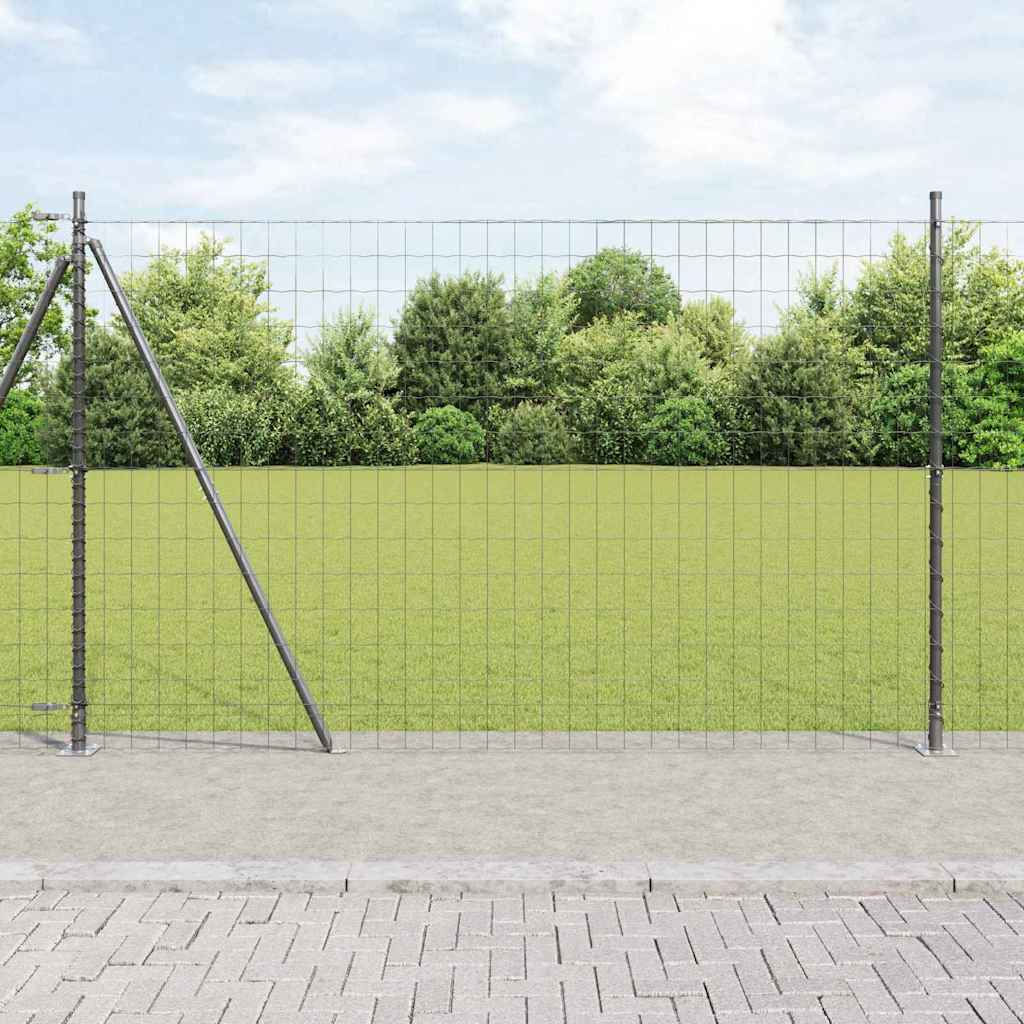Hek met Paal Grijs 1,5 x 10 m Staal en PVC