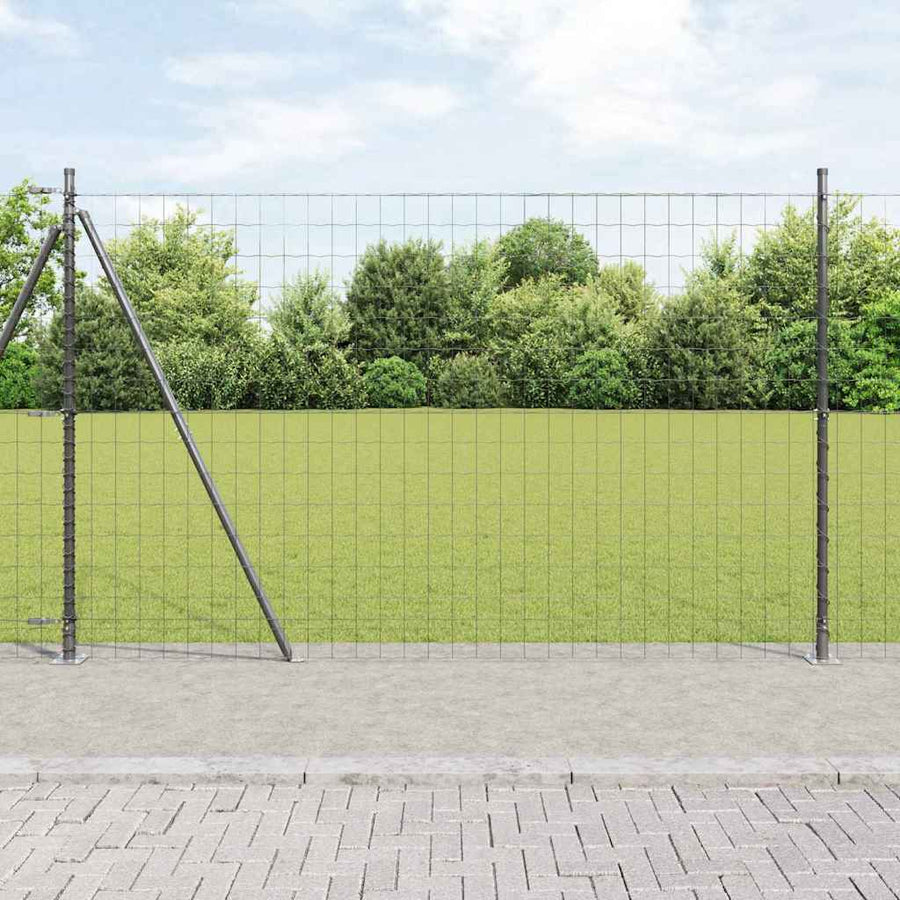 Hek met Paal Grijs 1,5 x 10 m Staal en PVC
