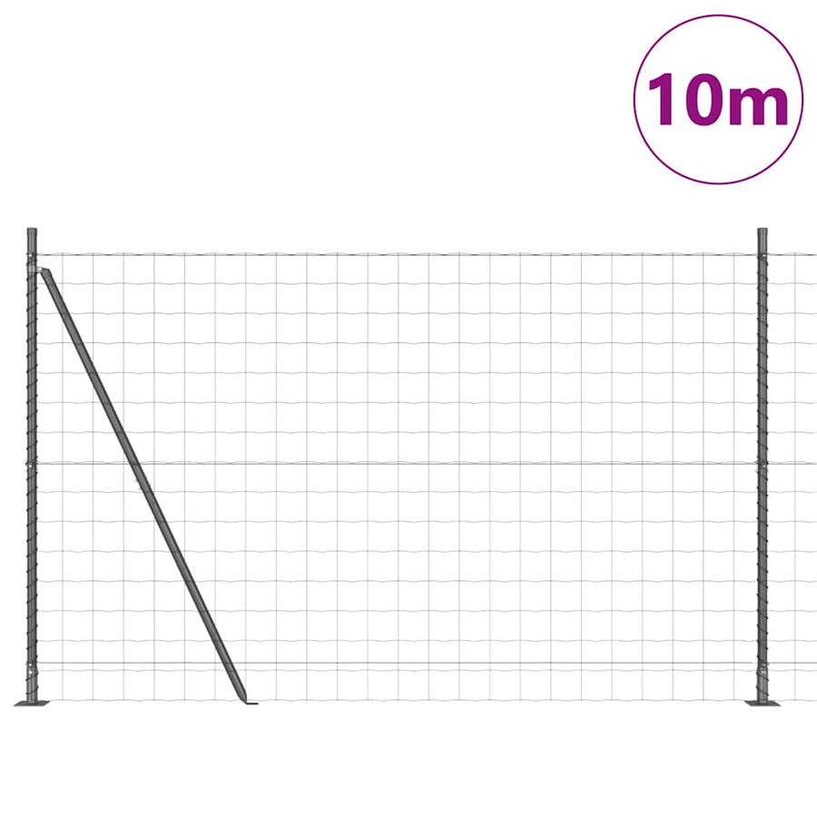 Hek met Paal Grijs 1,6 x 10 m Staal en PVC