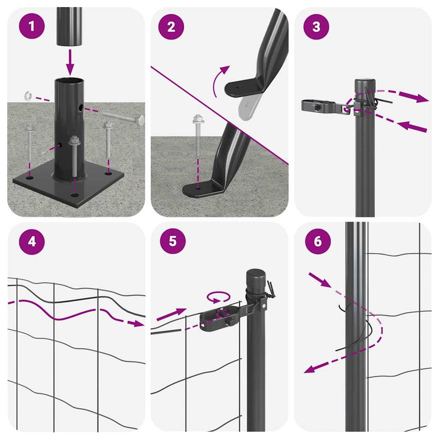 Hek met Paal Grijs 1 x 25 m Staal en PVC