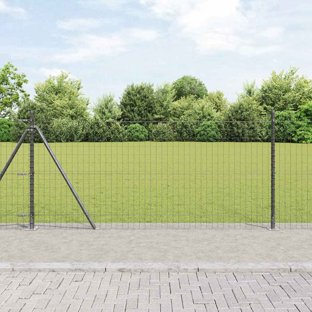 Hek met Paal Grijs 0,8 x 25 m Staal en PVC