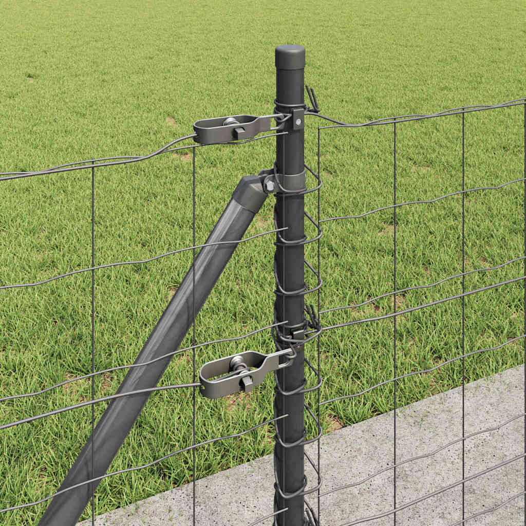 Hek met Paal Grijs 0,4 x 25 m Staal en PVC