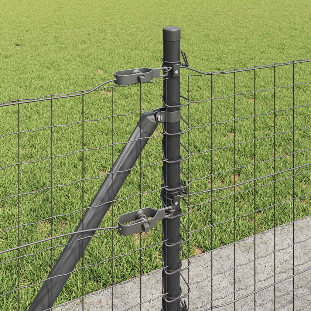 Hek met Paal Grijs 0,6 x 50 m Staal en PVC