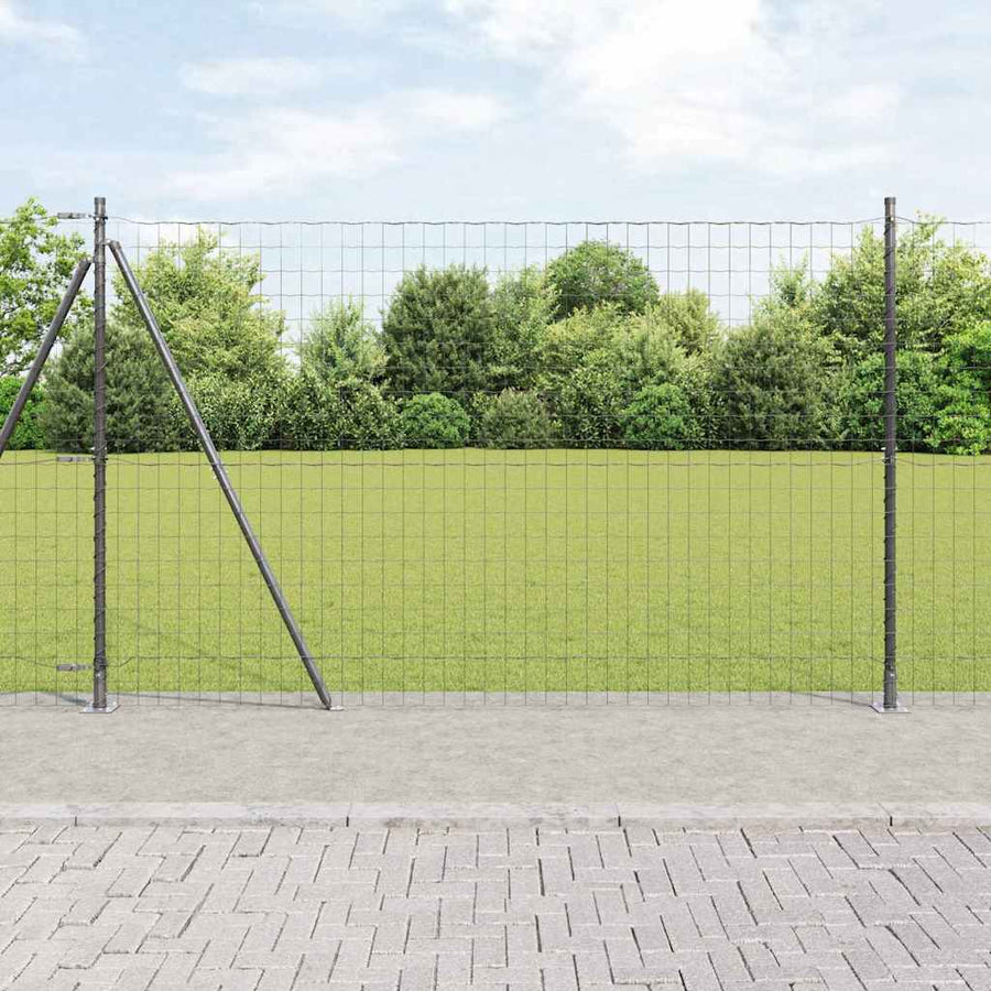 Hek met Paal Grijs 1,4 x 10 m Staal en PVC