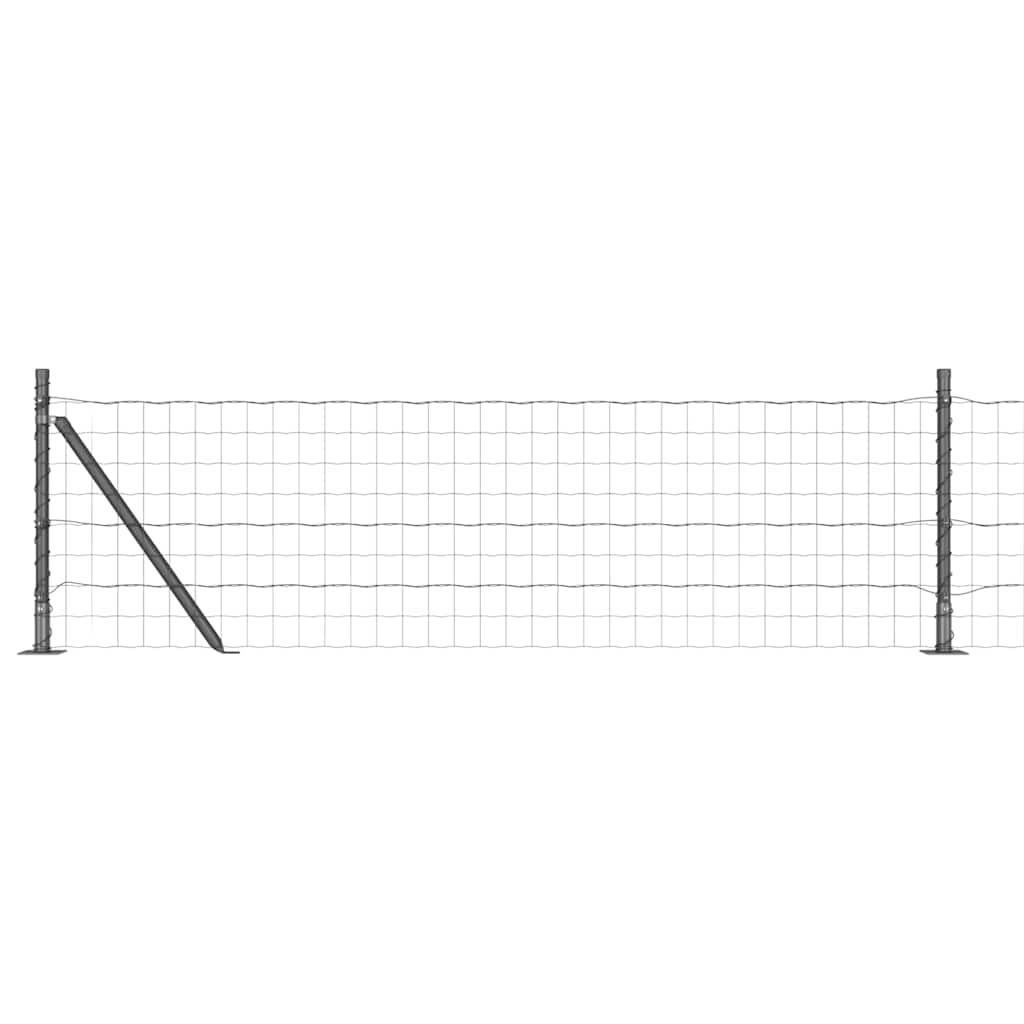 Hek met Paal Grijs 0,4 x 25 m Staal en PVC