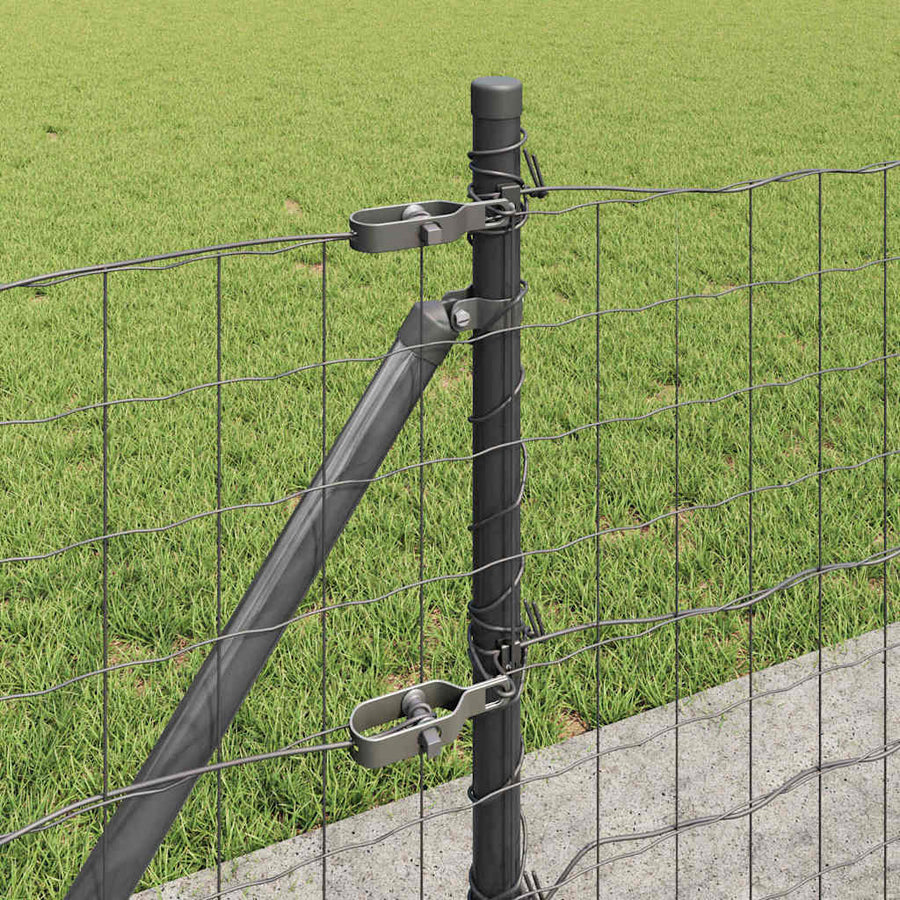 Hek met Paal Grijs 0,6 x 25 m Staal en PVC