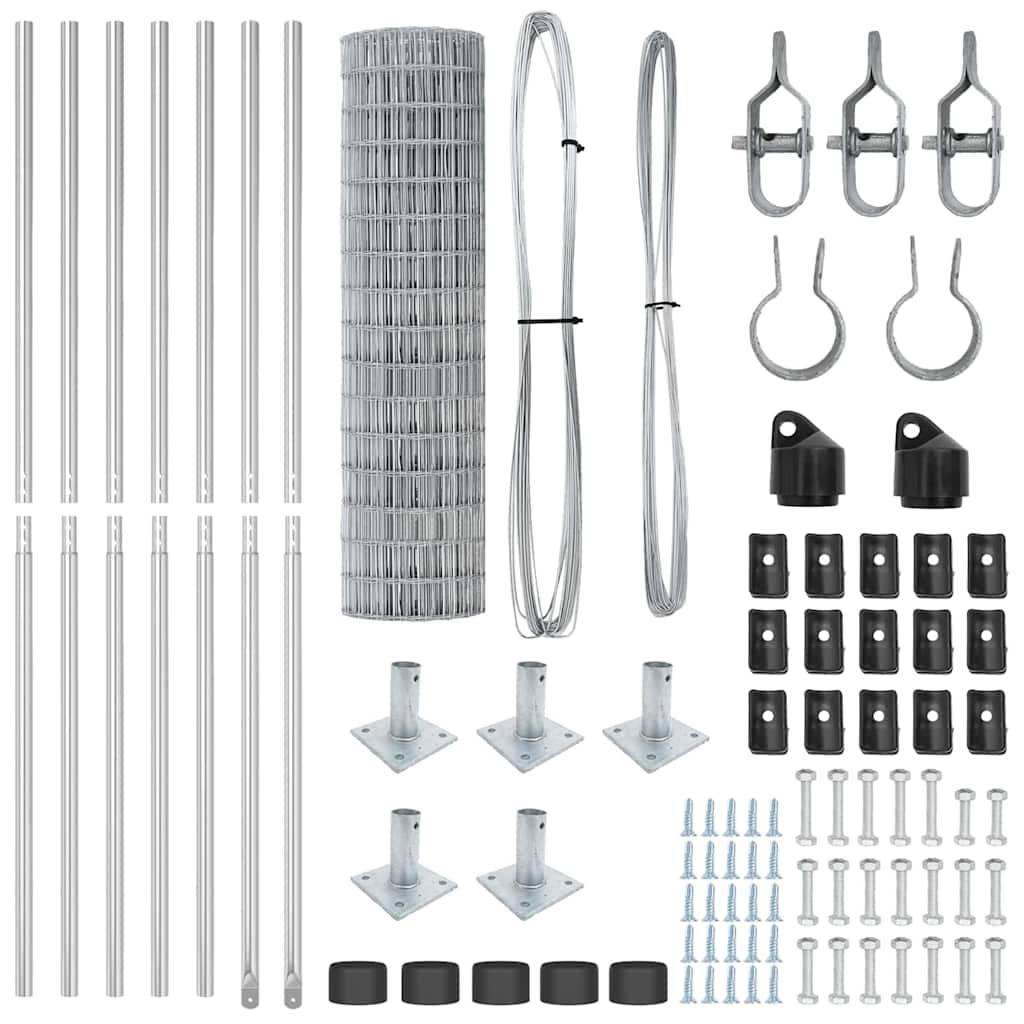 Hek met Paal Zilver 1 x 10 m Staal