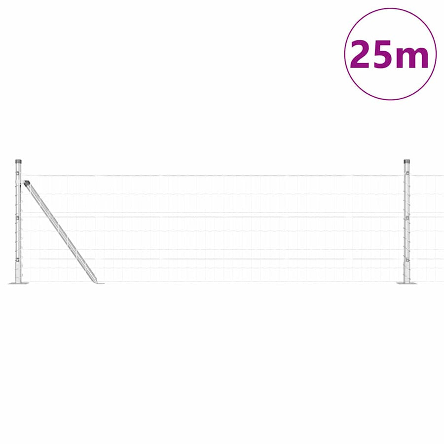 Hek met Paal Zilver 0,6 x 25 m Staal