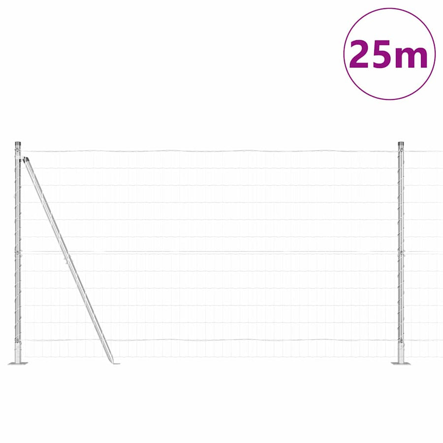 Hek met Paal Zilver 1,2 x 25 m Staal