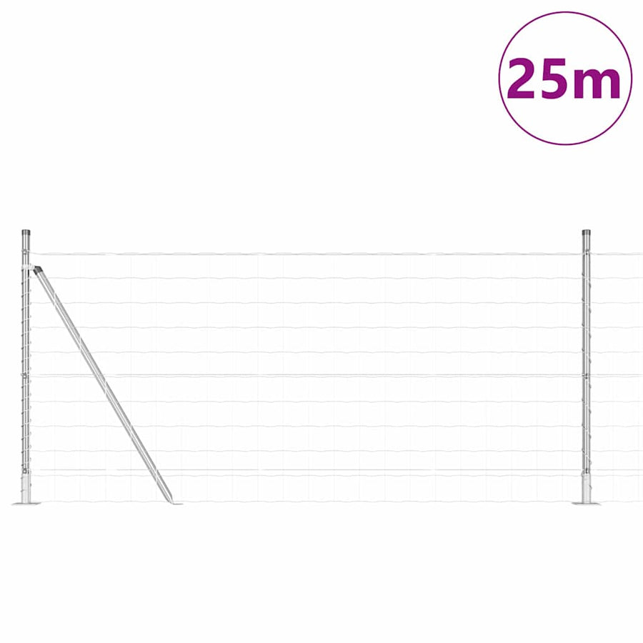 Hek met Paal Zilver 0,8 x 25 m Staal
