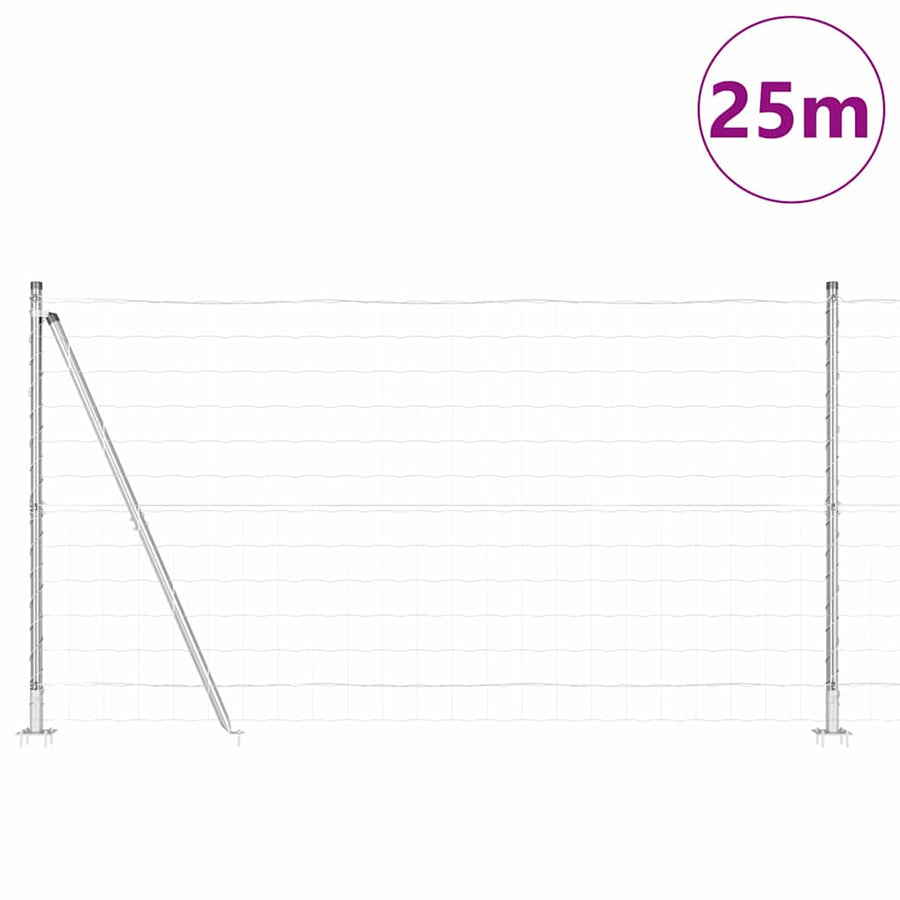 Hek met Paal Zilver 1,2 x 25 m Staal