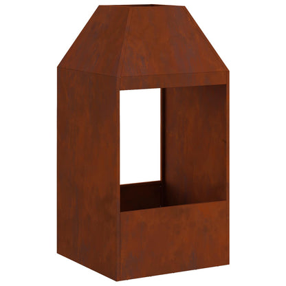 Vuurkorf Bruin 50 X 50 X 100 Cm Cortenstaal Weerbestendig staal/bruin zonder zij-uitgesneden patroon