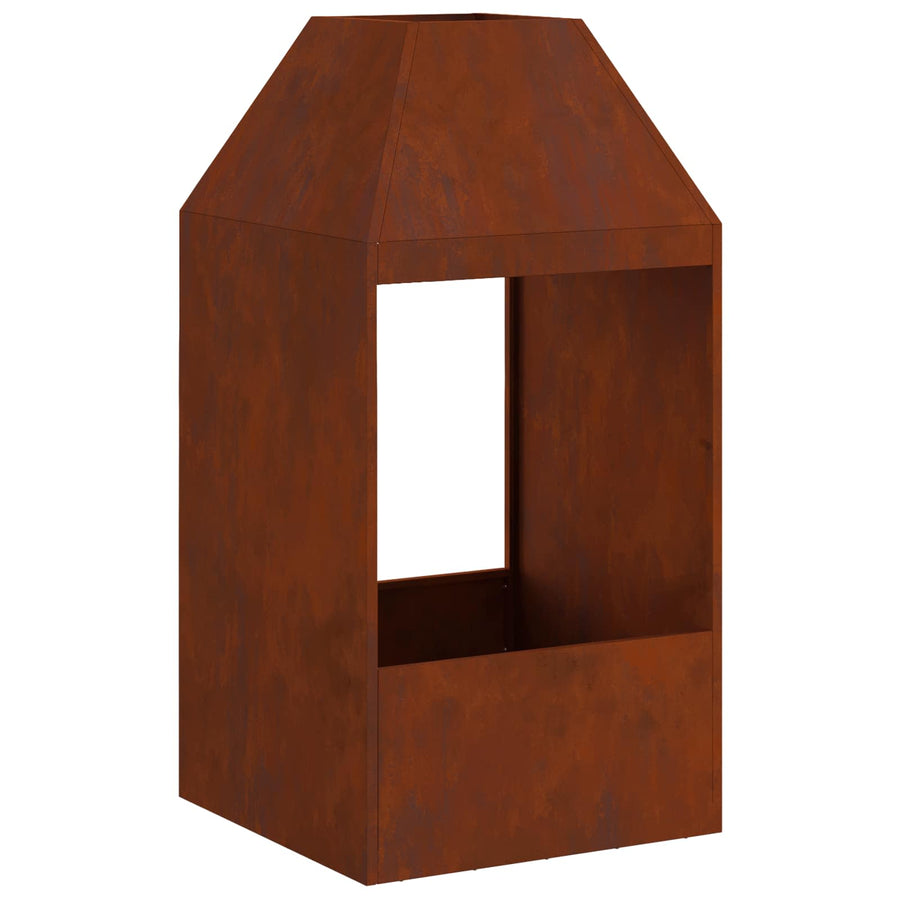 Vuurkorf Bruin 50 X 50 X 100 Cm Cortenstaal Weerbestendig staal/bruin zonder zij-uitgesneden patroon