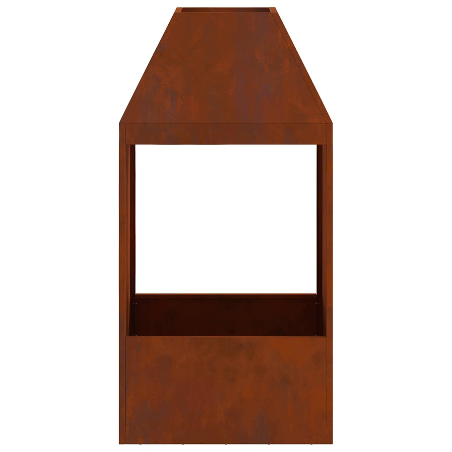 Vuurkorf Bruin 50 X 50 X 100 Cm Cortenstaal Weerbestendig staal/bruin zonder zij-uitgesneden patroon