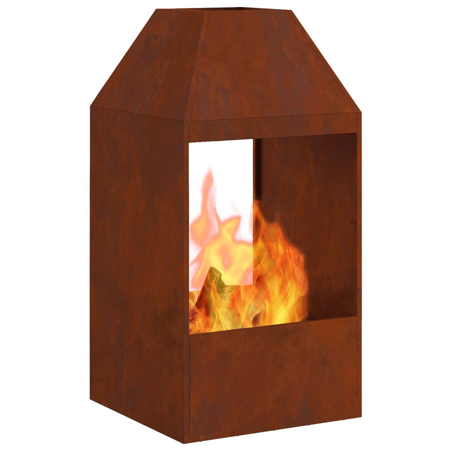 Vuurkorf Bruin 50 X 50 X 100 Cm Cortenstaal Weerbestendig staal/bruin zonder zij-uitgesneden patroon