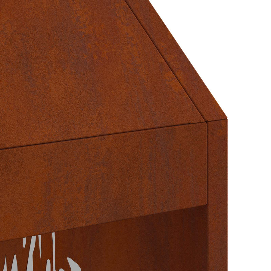 Vuurkorf Bruin 50 X 50 X 100 Cm Weerbestendig Staal Weerbestendig staal/bruin met zij-uitgesneden patroon