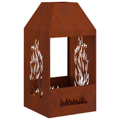 Vuurkorf Bruin 50 X 50 X 100 Cm Weerbestendig Staal Weerbestendig staal/bruin met zij-uitgesneden patroon