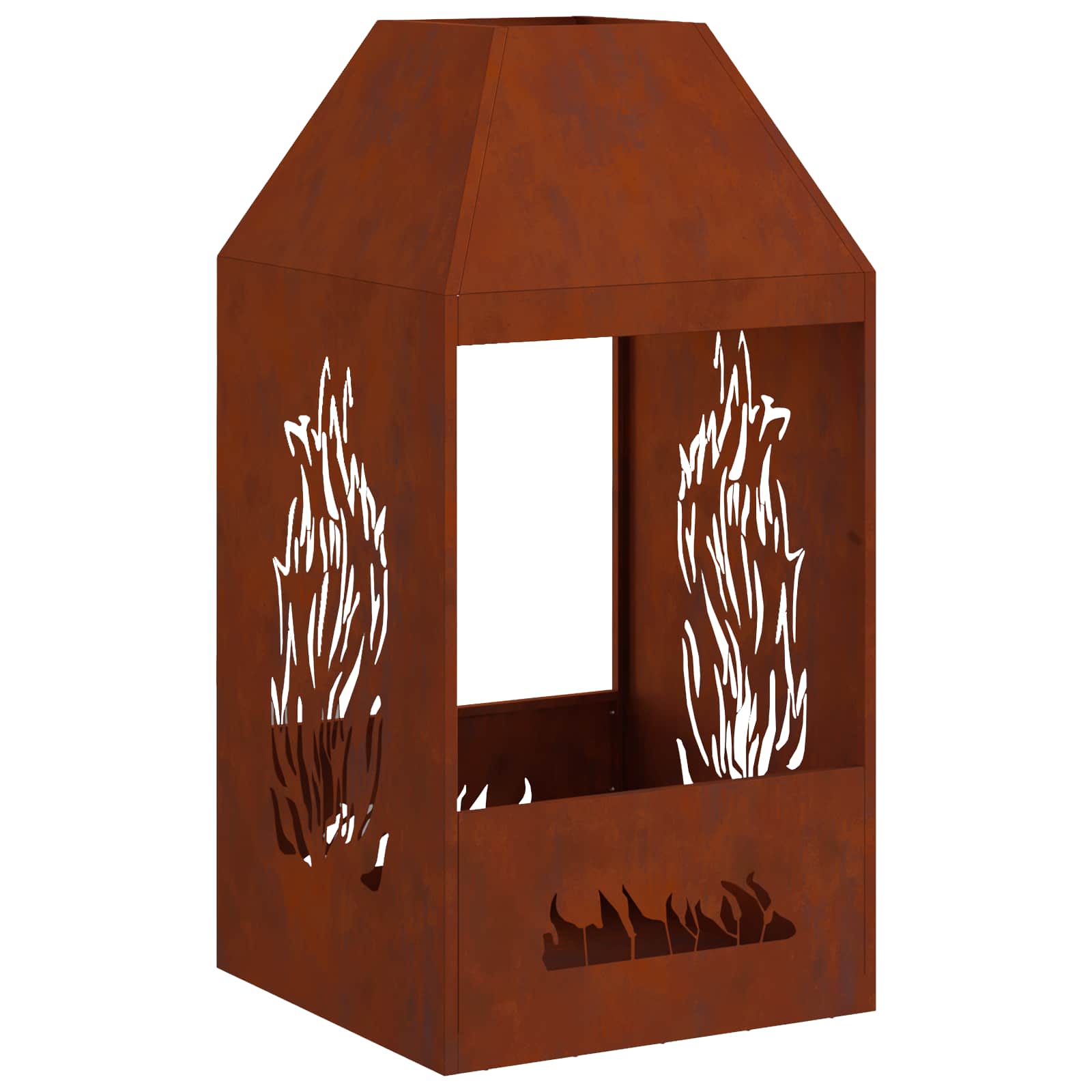Vuurkorf Bruin 50 X 50 X 100 Cm Weerbestendig Staal Weerbestendig staal/bruin met zij-uitgesneden patroon