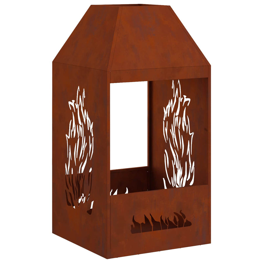 Vuurkorf Bruin 50 X 50 X 100 Cm Weerbestendig Staal Weerbestendig staal/bruin met zij-uitgesneden patroon